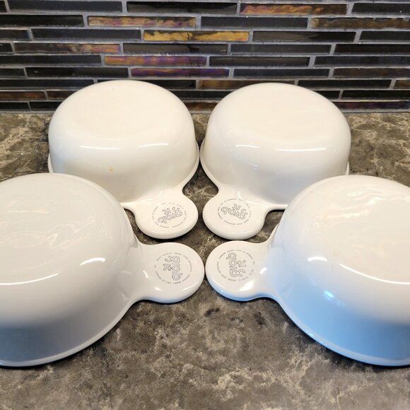 VINTAGE PYREX GRAB ITS BOWLS SET OF 4 CORNING WHITE ROUND SERVING STORAGE 1980s - Picture 4 of 11